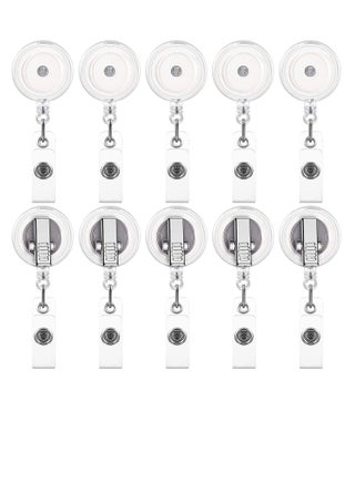 10 Pieces Retractable Badge Holder Reels with Swivel Alligator Clip, ID Card Name Reel Clips for Students Teachers Office Workers (Translucent Clear) - pzsku/ZDE8A7A91859666E7B28BZ/45/_/1669969991/26839366-2da2-4f79-a711-ab721bd3e9fb