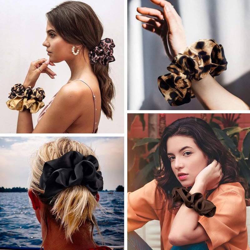 CEELGON XL Big Silk Scrunchies for Women Extra Large Scrunchie Satin Oversized Silk Thick Elastic Fluffy Hair Ties Jumbo Gigantic Soft Chiffon Cute Scrunchy Hair Scrunchies 6 Pack - Image 5