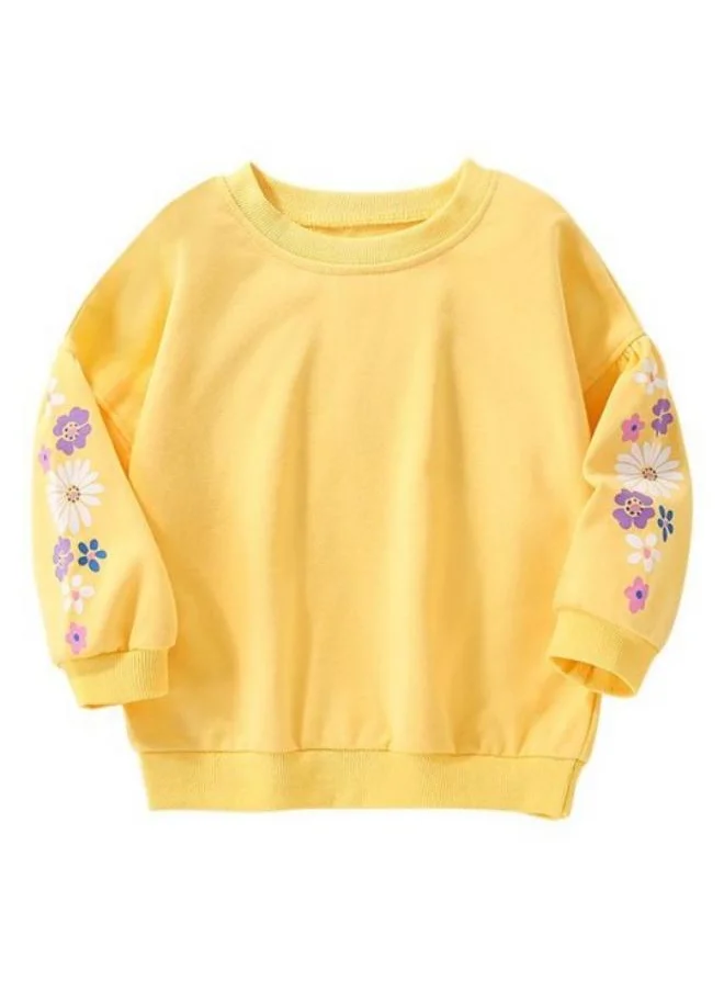 YUNIQEE Yellow Printed Long Sleeve Crew Neck T-Shirt