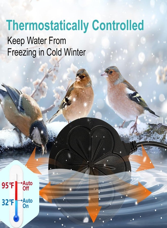 Poffattr Bird Bath Heater for Outdoors in Winter, Birdbath Water Heater 110 W Pond De-Icer, Bird Bath Deicer Full-Covered Aluminum- Black - Image 4