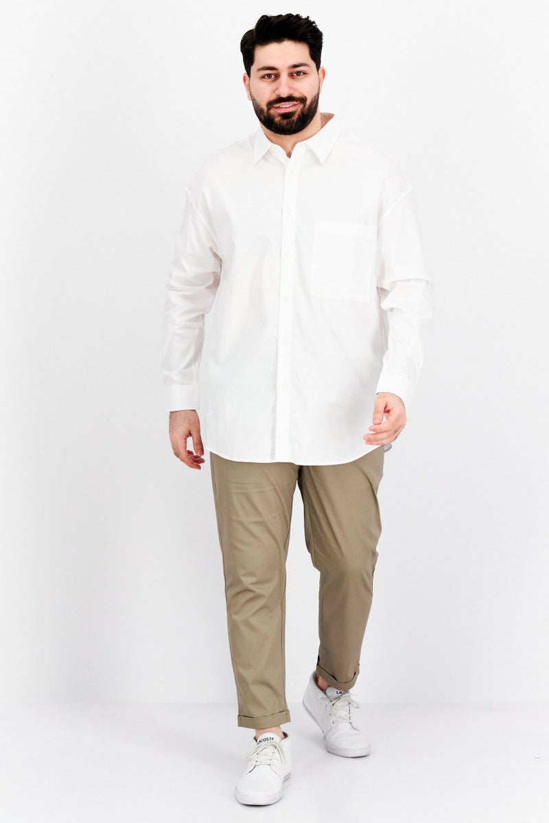 SELECTED Men Regular Fit Long Sleeve Embroidered Casual Shirt, White Combo - Image 4