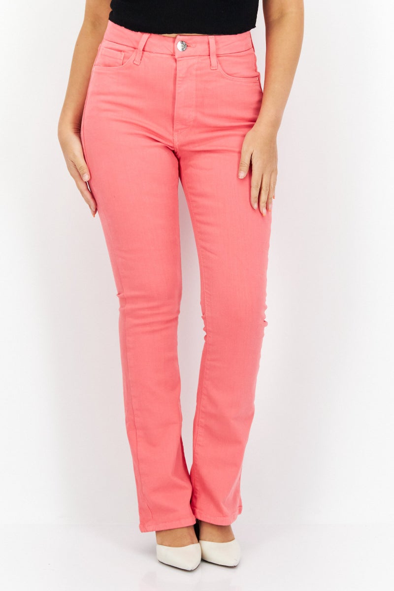 RIVER ISLAND Women Regular Fit Plain Stretchable Short Denim Jeans, Coral  - Image 1