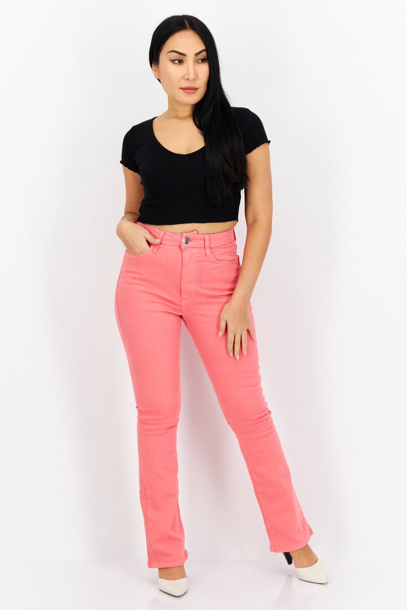 RIVER ISLAND Women Regular Fit Plain Stretchable Short Denim Jeans, Coral  - Image 4