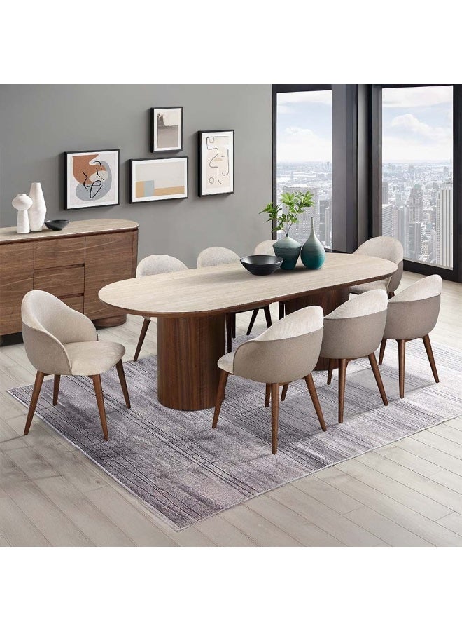 DANUBE HOME Austria 1 + 8 Dining Set 9-Piece Dining Set Sturdy Kitchen Dining Table With 8 Dining Chairs 1+8 Seater Wooden Modern Design Furniture For Home Dining Room Kitchen - Tural Walnut - Image 2