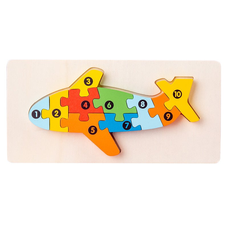 Wooden Early Education Cognitive Digital Children'S Educational Toys Accumulation Animal Traffic Shape Matching 3D Three-Dimensional Puzzle - Image 1