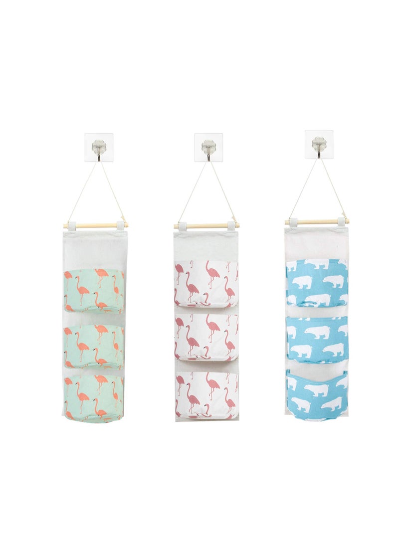 Waterproof Over The Door Hanging Storage Bags, Linen Fabric Wall Organizer for Bedroom & Bathroom, 3-Pack Closet Organizer for Efficient Space Saving. - Image 1