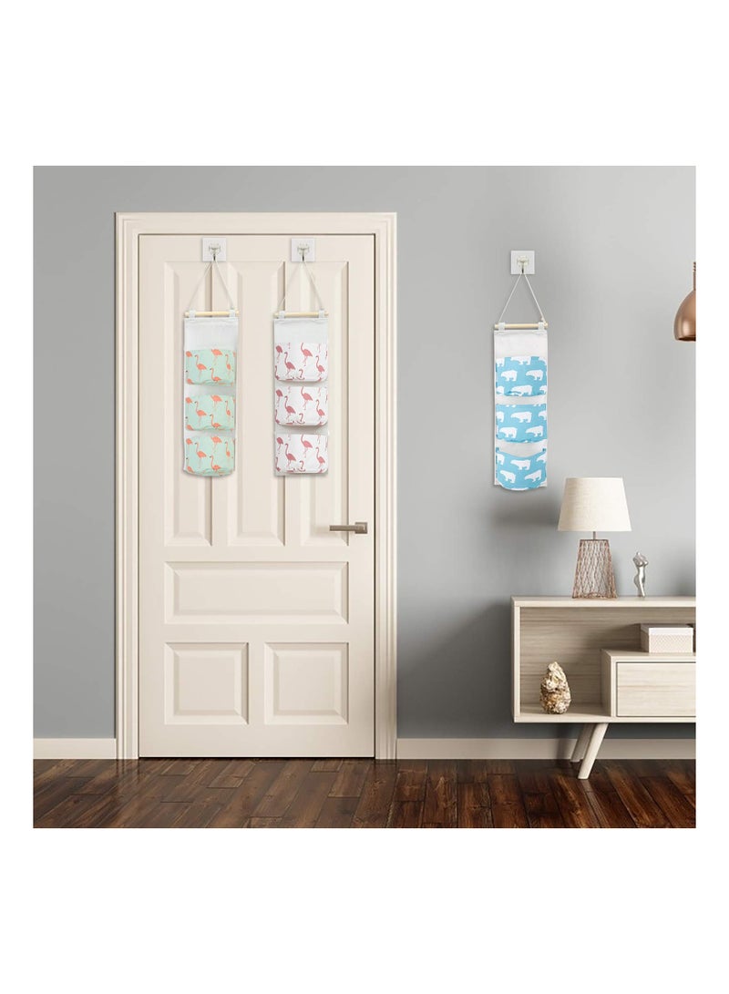Waterproof Over The Door Hanging Storage Bags, Linen Fabric Wall Organizer for Bedroom & Bathroom, 3-Pack Closet Organizer for Efficient Space Saving. - Image 2