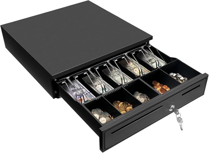 HOOKOR POS Cashier Cashbox, Cash Register Drawers with 5 Bill 5 Coin,Cash Register RJ11 Interface with Movable Coin Tray and Lock,Smart POS System - Image 1