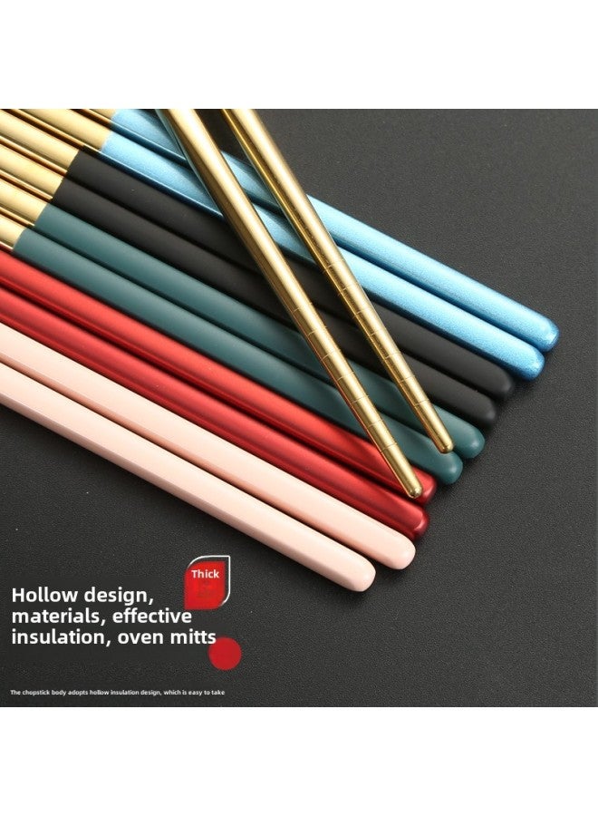 304 Stainless Steel Chopsticks Household Dining Chopsticks Round Chopsticks Color Square Chopsticks Metal Chopsticks Logo-Specifications:304 18 Long Light Body  - Image 4