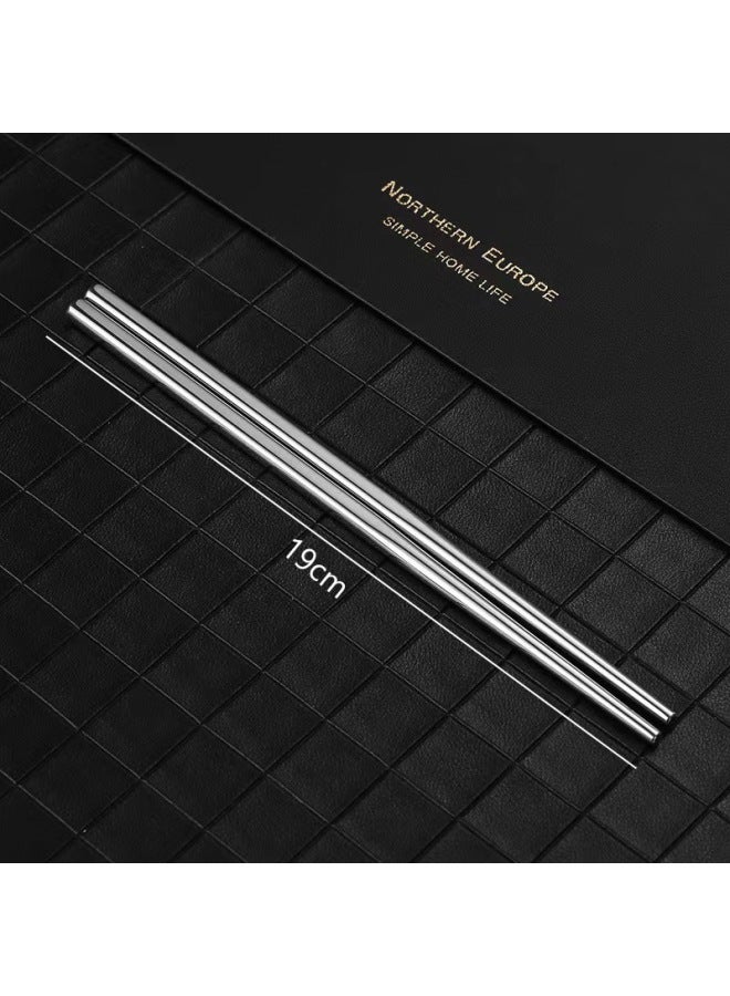 304 Stainless Steel Chopsticks Household Dining Chopsticks Round Chopsticks Color Square Chopsticks Metal Chopsticks Logo-Specifications:304 18 Long Light Body  - Image 1