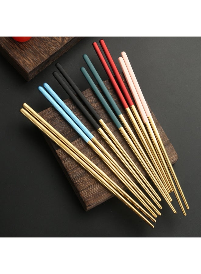 304 Stainless Steel Chopsticks Household Dining Chopsticks Round Chopsticks Color Square Chopsticks Metal Chopsticks Logo-Specifications:304 18 Long Light Body  - Image 5