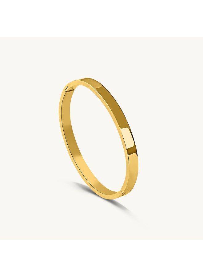 PALMONAS 18k Gold Tone Plated Plain Stackable Bangle Bracelet |4MM
 for Women - Image 1