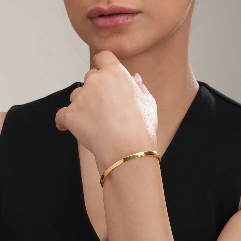 Palmonas  PALMONAS Plain Stackable |4MM Bangle Bracelet for Women | 18K Gold Plated, Waterproof & Anti-Tarnish for Women | Best Price UAE