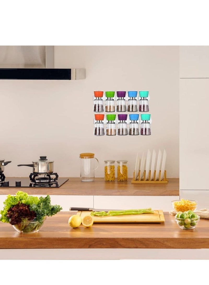 SYOSI Wall Mounted Spice Rack Organizer Spice Shelf Storage Holder 8 Strips Spice Racks Hold 40 Plastic Heavy Jars Bottles for Cabinet Door - Image 4