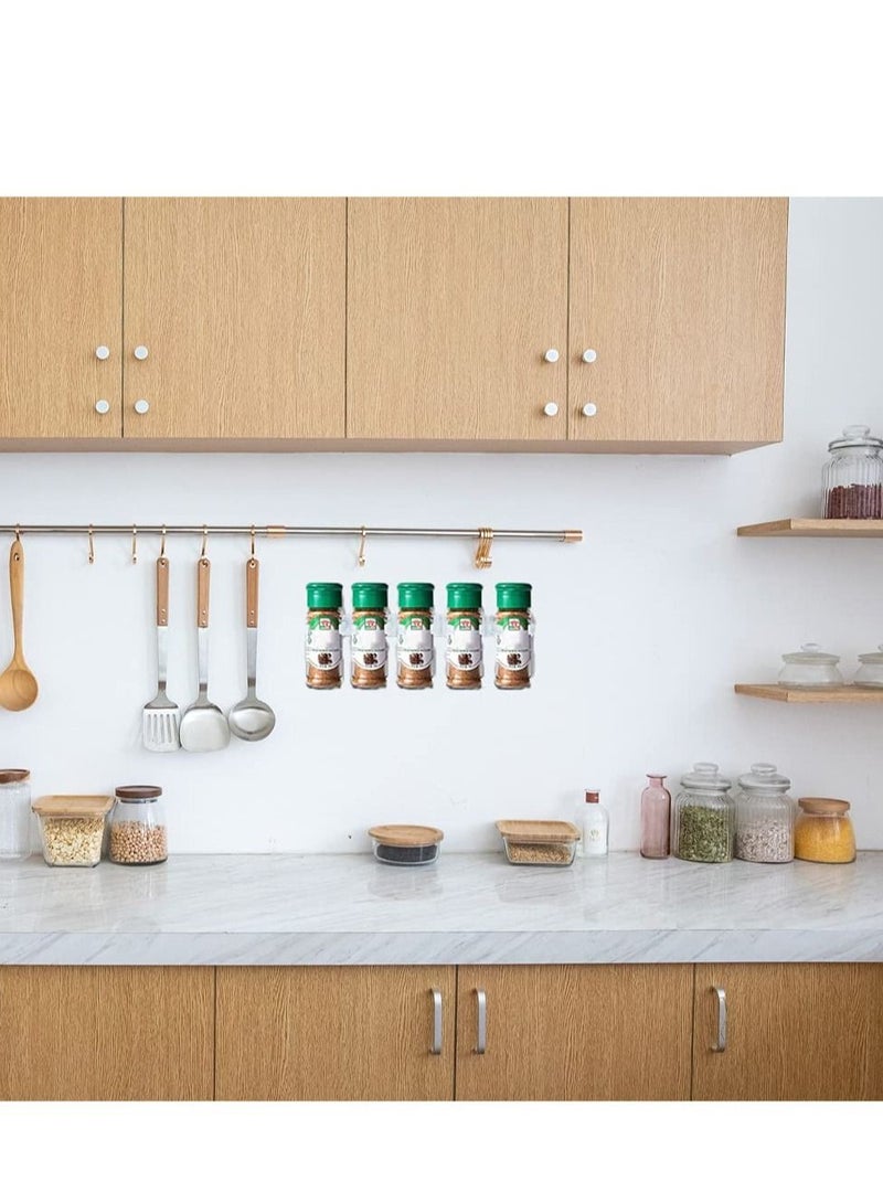 SYOSI Wall Mounted Spice Rack Organizer Spice Shelf Storage Holder 8 Strips Spice Racks Hold 40 Plastic Heavy Jars Bottles for Cabinet Door - Image 2