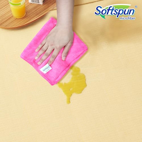 SOFTSPUN Microfiber Cleaning Cloths, 50X50 cms 4pcs Towel Set 340 GSM Pink! Highly Absorbent Lint and Streak Free Multi-Purpose Wash Cloth for Kitchen Car Window Stainless Steel Silverware. - Image 4