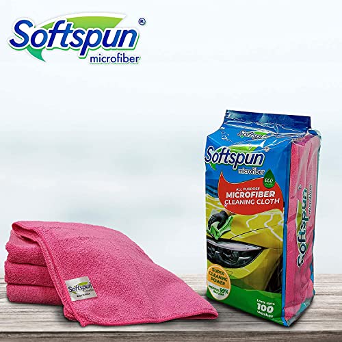 SOFTSPUN Microfiber Cleaning Cloths, 50X50 cms 4pcs Towel Set 340 GSM Pink! Highly Absorbent Lint and Streak Free Multi-Purpose Wash Cloth for Kitchen Car Window Stainless Steel Silverware. - Image 2