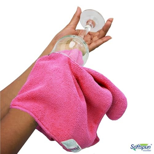 SOFTSPUN Microfiber Cleaning Cloths, 50X50 cms 4pcs Towel Set 340 GSM Pink! Highly Absorbent Lint and Streak Free Multi-Purpose Wash Cloth for Kitchen Car Window Stainless Steel Silverware. - Image 3
