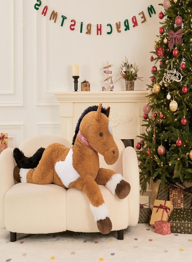 MaoGoLan دميّة حصان كبيرة من ماو غولان للصبي، لعبة حصان محشوة كبيرة للبنت، حصان محشوة يمكن ركوبه للأطفال، وسادة حصان محشوة لحفلات استقبال المواليد، هدايا عيد الميلاد أو هدايا الحفلات، 47 بوصة - Image 5