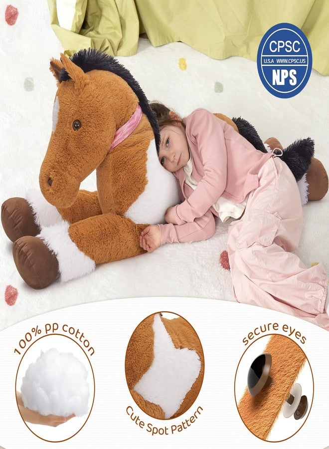 MaoGoLan دميّة حصان كبيرة من ماو غولان للصبي، لعبة حصان محشوة كبيرة للبنت، حصان محشوة يمكن ركوبه للأطفال، وسادة حصان محشوة لحفلات استقبال المواليد، هدايا عيد الميلاد أو هدايا الحفلات، 47 بوصة - Image 3