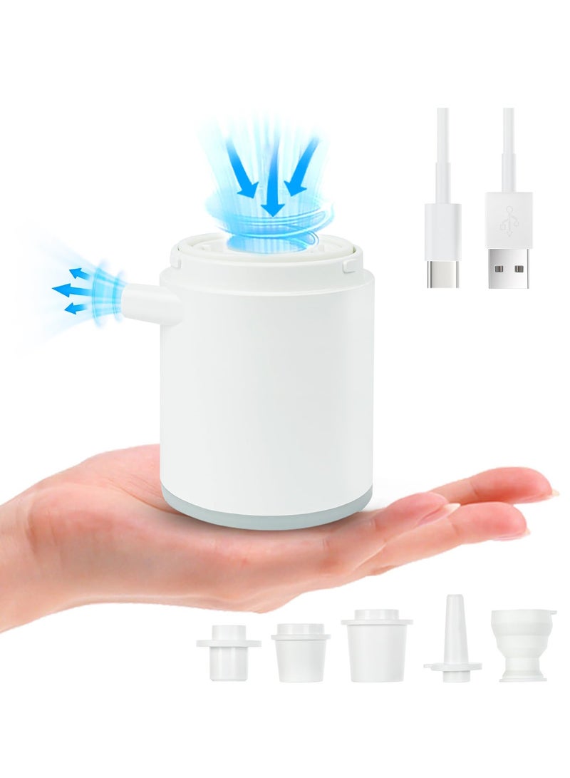 Electric Mini Air Pump Portable Air Pump with 5 Nozzles Camping Light 1360mAh Battery USB Rechargeable Quick-Fill Deflate & Inflate Pump for AirBed Pump Swimming Pool Camping Accessories - Image 1
