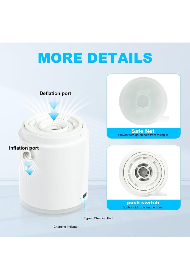 Electric Mini Air Pump Portable Air Pump with 5 Nozzles Camping Light 1360mAh Battery USB Rechargeable Quick-Fill Deflate & Inflate Pump for AirBed Pump Swimming Pool Camping Accessories - Image 2