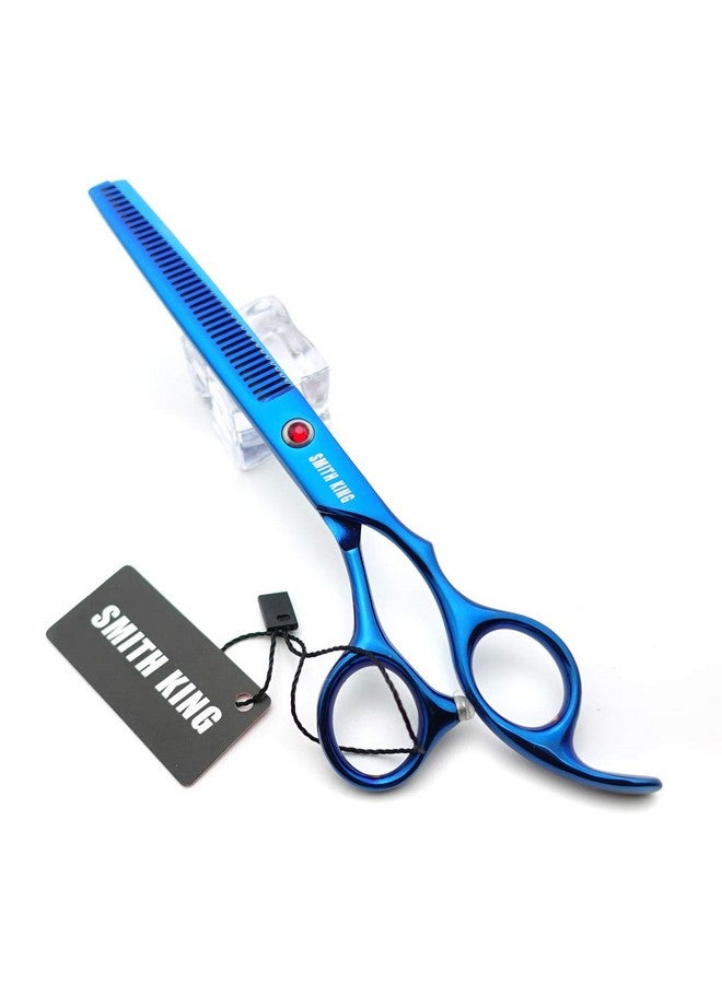 Smithking 7.0 Inches Professional hair cutting thinning scissors set with razor (Blue) - Image 5