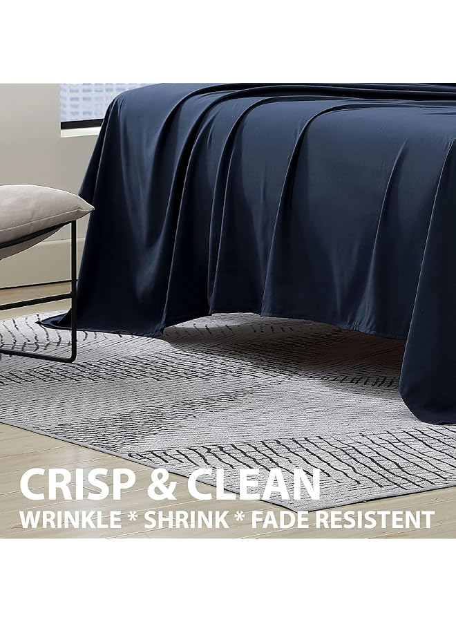 إيروريكس ملاءة سرير مفردة بحجم كينج 102 بوصة × 105 بوصة، أزرق داكن - Image 4