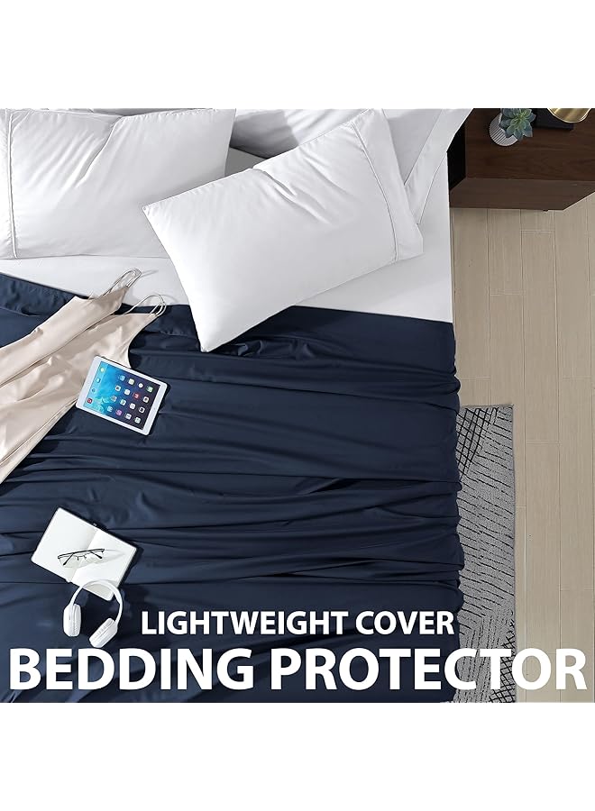 إيروريكس ملاءة سرير مفردة بحجم كينج 102 بوصة × 105 بوصة، أزرق داكن - Image 3