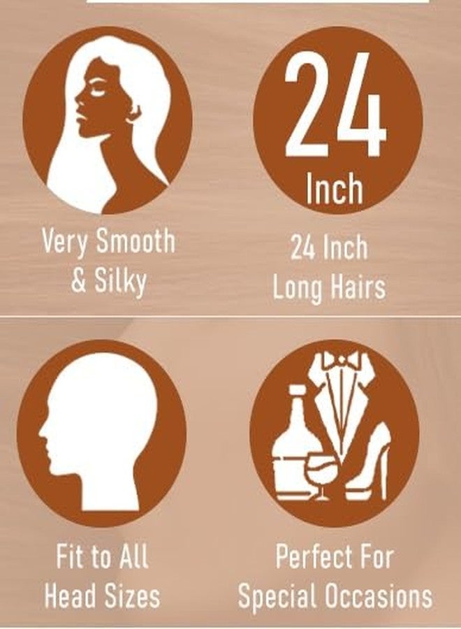 MoonEyes, Women's Natural Brown Curly/Wavy Hair Extensions in High Temperature Synthetic Fiber in 24 inch,5 Clips Head in 1 Piece Increase Hair Length and volume - Image 4