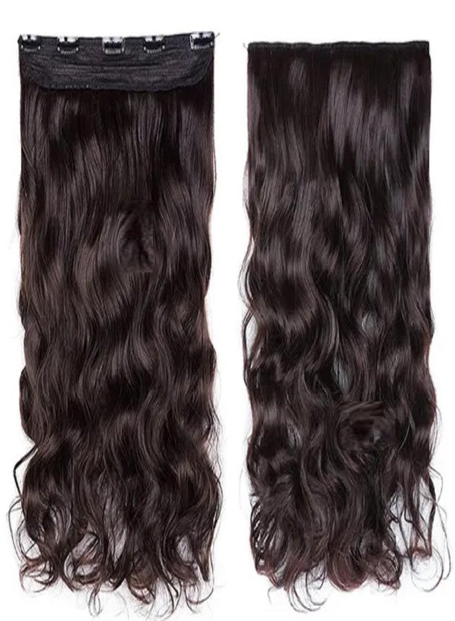 MoonEyes, Women's Natural Brown Curly/Wavy Hair Extensions in High Temperature Synthetic Fiber in 24 inch,5 Clips Head in 1 Piece Increase Hair Length and volume - Image 2