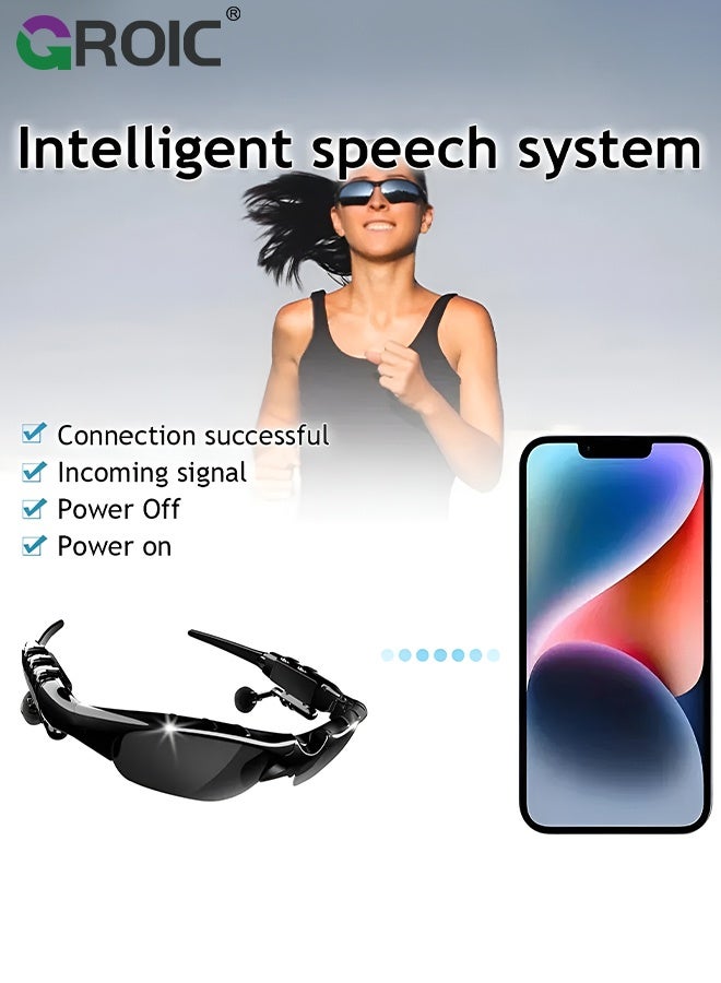 GROIC Smart Glasses, Meeting Assistant, Music and Hands-Free Calling Bluetooth Audio Glasses with Real-Time Languages Translation, UV and Blue Light Protection, Sunglasses for Travel and Business - Image 4