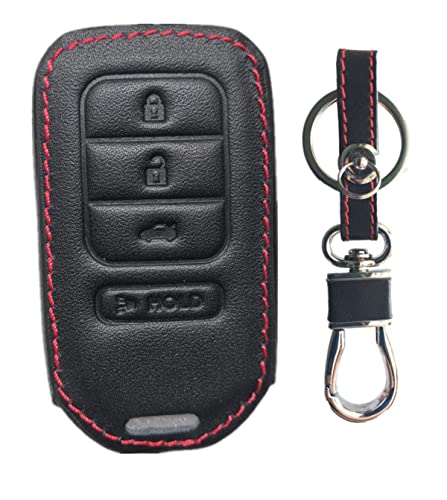 KAWIHEN Leather Key Fob Case Cover Compatible with Honda Accord CRV Civic Fit HRV Odyssey Pilot Ridgeline Key Fob KR5V2X 4 ButtonSmart - Image 1