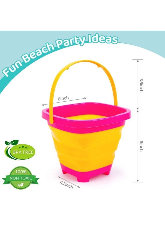 Shindel - 3Pcs Foldable Beach Bucket Set 2L Silicone Collapsible Beach Toy Buckets Camping Gear Beach Buckets For Kids Beach Essentials For Vacation - Image 1