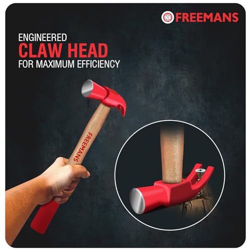FREEMANS 1 lb CH450 Claw Hammer with Seasoned Wood Handle || Induction hardened || Drop forged Use For prying || Splitting Wood || Tearing Drywall and Industrial & Home Professional - 450g - Image 3