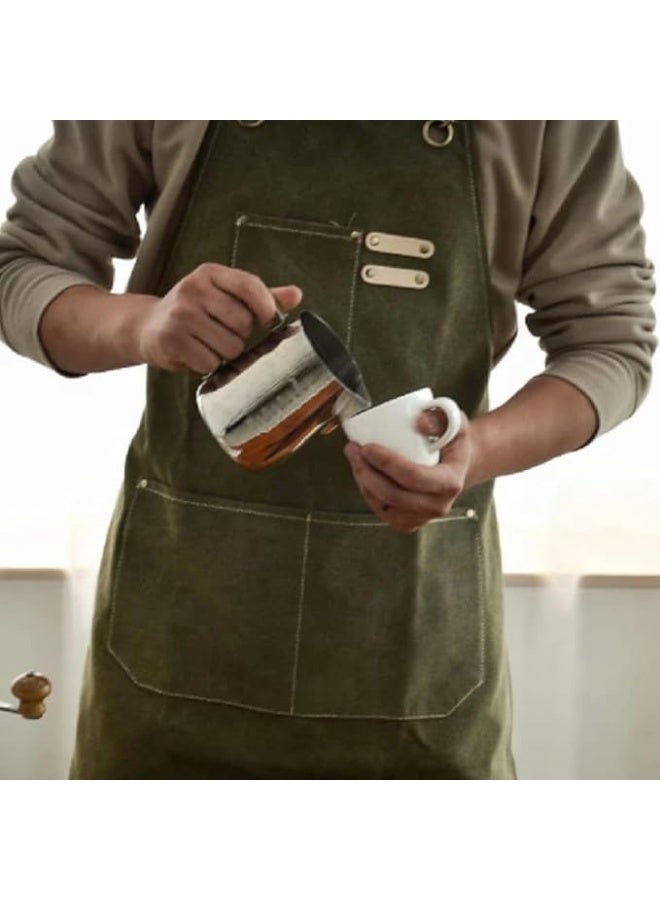 Large Adjustable Canvas Apron with Pockets for Men and Women Made of Heavy Duty Cotton Canvas, Water and Heat Resistant, for Cooking, Barbershops, Restaurants, and Crafts - Image 3
