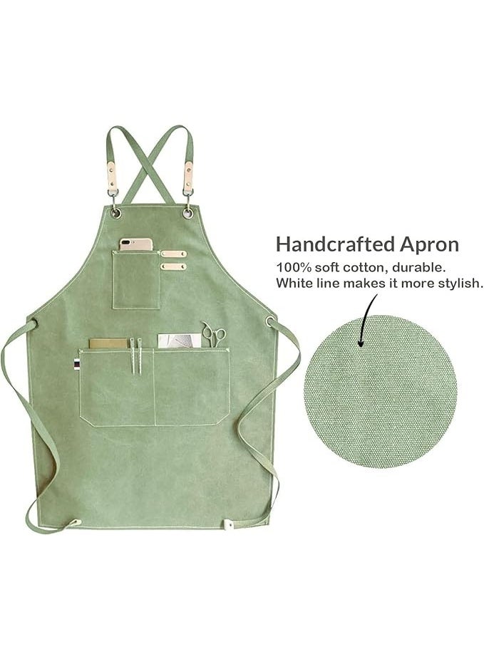 Large Adjustable Canvas Apron with Pockets for Men and Women Made of Heavy Duty Cotton Canvas, Water and Heat Resistant, for Cooking, Barbershops, Restaurants, and Crafts - Image 1