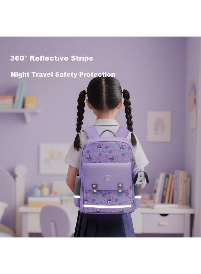 Oiwas Snoopy Lightweight Ergonomic Anti-fatigue Waterproof Durable Kids Student Backpack Purple - Image 4