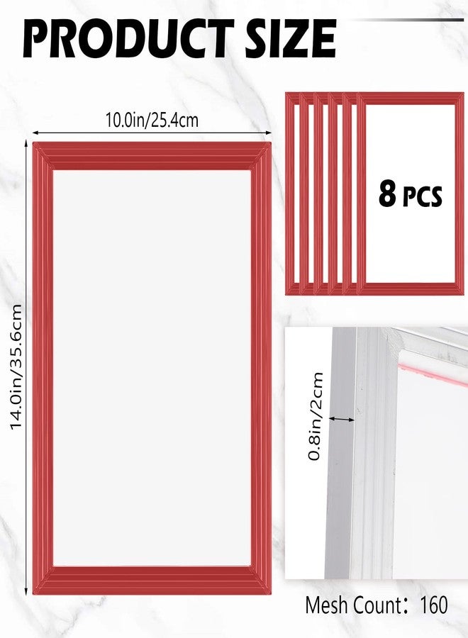 Zonon 8 Pieces 10x14 Inch Aluminum Silk Screen Printing Frames with 160 White Mesh White Polyester Screen and Red Glue Pre-Stretched Silk Frame for DIY T-Shirt Printing - Image 2