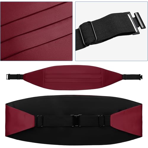 PenSee Fashion Elegant Burgundy Bow Ties for Men - Elevate Your Style with Our Premium String Cummerbund Set - Perfect for Formal Events, Tuxedo Bow Ties for Men - Image 4