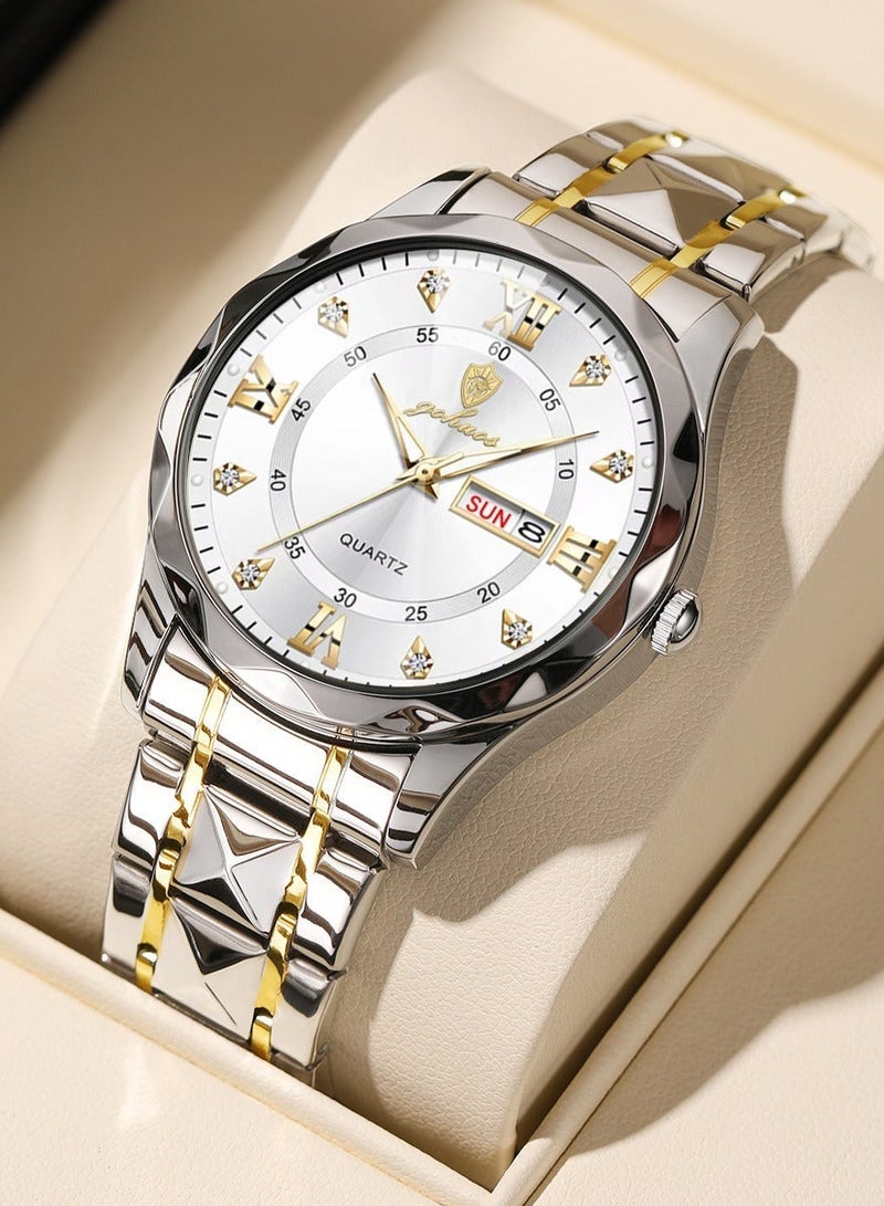 جوهوس ساعات للرجال ساعة كوارتز ماركة رائدة فاخرة عصرية مقاومة للماء ساعة أسبوعية بتاريخ ساعة رياضية للرجال ساعة يد من الفولاذ المقاوم للصدأ - Image 2