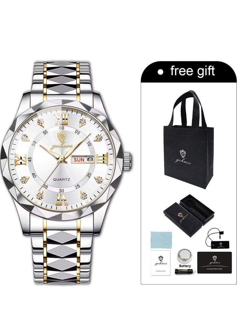 جوهوس ساعات للرجال ساعة كوارتز ماركة رائدة فاخرة عصرية مقاومة للماء ساعة أسبوعية بتاريخ ساعة رياضية للرجال ساعة يد من الفولاذ المقاوم للصدأ - Image 4