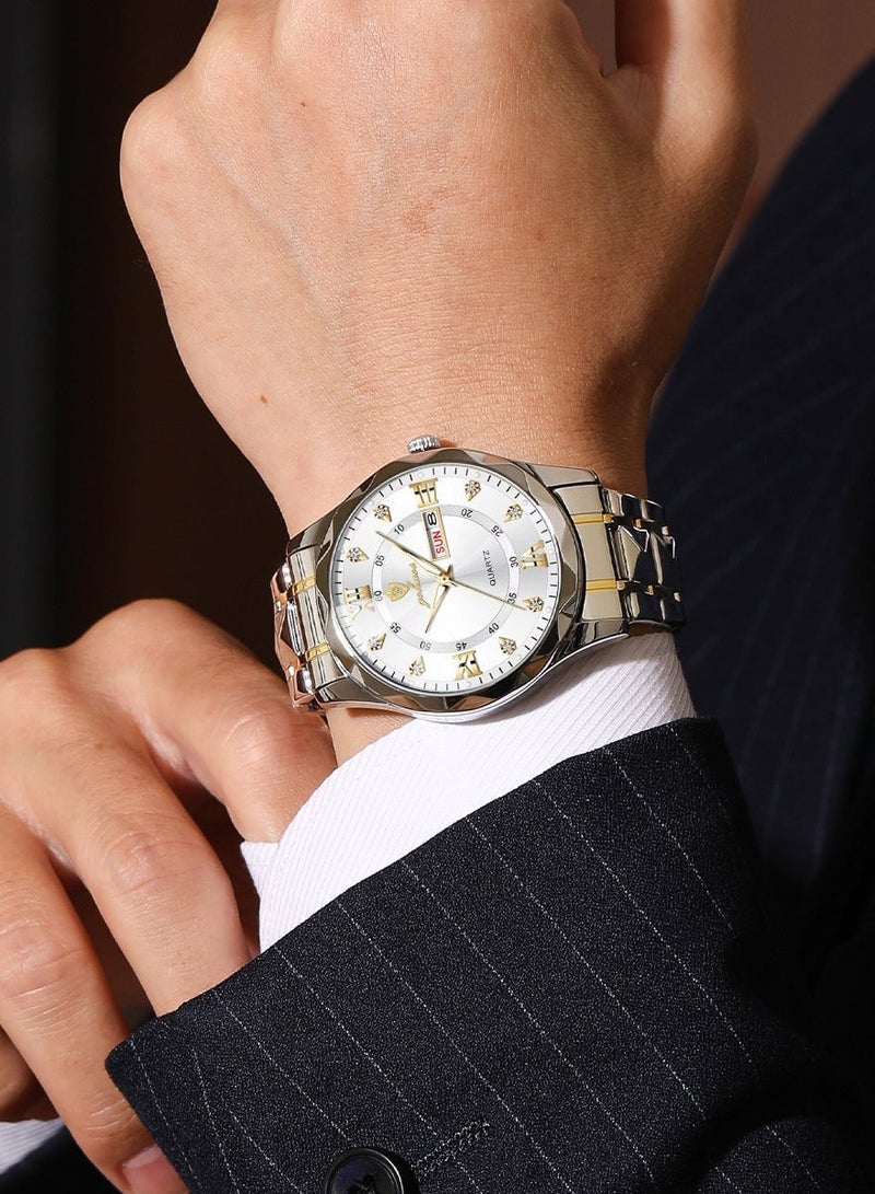 جوهوس ساعات للرجال ساعة كوارتز ماركة رائدة فاخرة عصرية مقاومة للماء ساعة أسبوعية بتاريخ ساعة رياضية للرجال ساعة يد من الفولاذ المقاوم للصدأ - Image 3