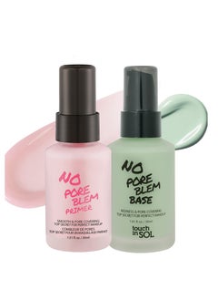 Touch in Sol TOUCH IN SOL No Pore Blem Primer + Redness Correcting Base Set - Pore Filler Blurring Primer Before Makeup - Tone Neutralizing before Foundation - Pore Minimizing, Sebum, and Shine Control 1.01fl. oz.  - Image 1