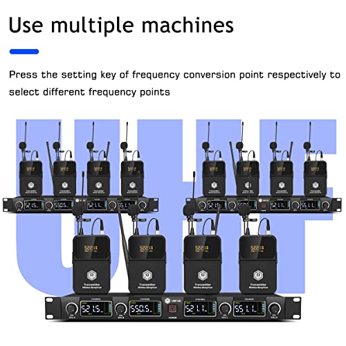 W IN-MIX Professional UHF Wireless Microphone System, 4 Channel, 260ft Long Range, with Lavalier & Headset Mics for Church, Karaoke, Conference & Live Events - Image 5