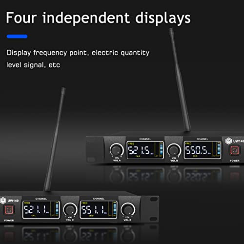 W IN-MIX Professional UHF Wireless Microphone System, 4 Channel, 260ft Long Range, with Lavalier & Headset Mics for Church, Karaoke, Conference & Live Events - Image 2