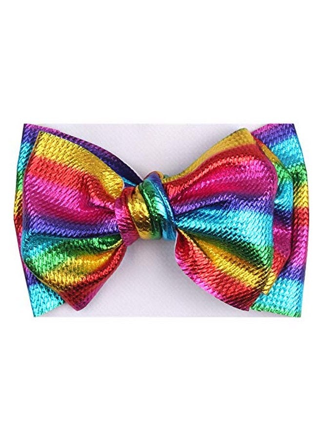BBTDIN Baby Rainbow Headband Turban With Bow Girls Rainbow Hair Band Bowknot JBC19 (1-Rainbow Turban) - Image 2
