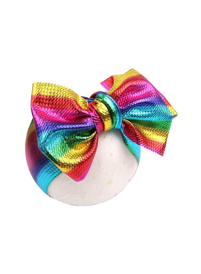 BBTDIN Baby Rainbow Headband Turban With Bow Girls Rainbow Hair Band Bowknot JBC19 (1-Rainbow Turban) - Image 1