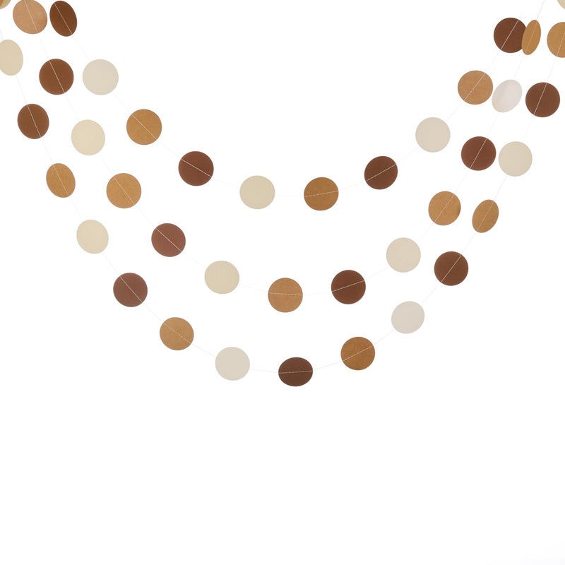 Weven Brown Paper Garlands Hanging Circle Decoration Neutral Party Streamers, 30 Feet (Browe, Kraft, Beige) - Image 2