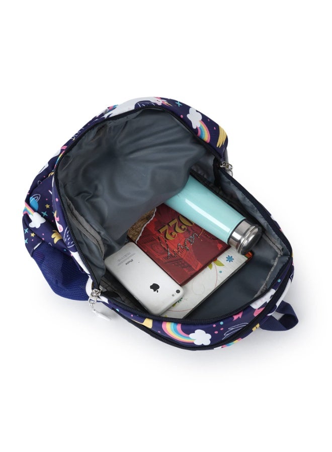 هاف مون Half Moon Unicorn Pre Nursery to Class 2 Unisex School Bags for Kids Boys Girls Bag 5 Compartment Backpack for Unisex Nursery School Bagpack Daypack Picnic Back Pack For School Boys & Girls (Blue) - Image 3
